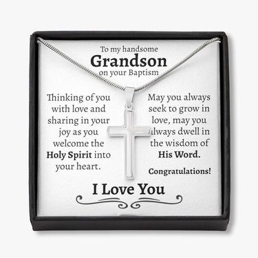 Grandson Baptism Cross Necklace - Love You This Much